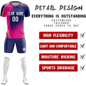 Conjunto de Camisetas de Fútbol Personalizadas Unisex para Adultos, Nombre y Número del Equipo Personalizados, Sublimadas, Transpirables, Cuello en V, 180g, Ropa Deportiva de Fútbol - Product Image 2