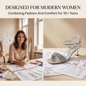 QuiteS 2026 Summer <strong>Silver</strong> Rhinestones <strong>Open</strong> <strong>Toe</strong> Outdoor Mule Sandals Women High <strong>Heels</strong> Thin <strong>Heels</strong> Front/Rear Strap Lace-Up Closure - Product Image 2