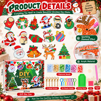 Kit DIY de porte-clés de Noël à peinture diamantée en acrylique, 15 motifs, avec stylo, cire et plateau, pour cadeau, décoration intérieure, vente en gros