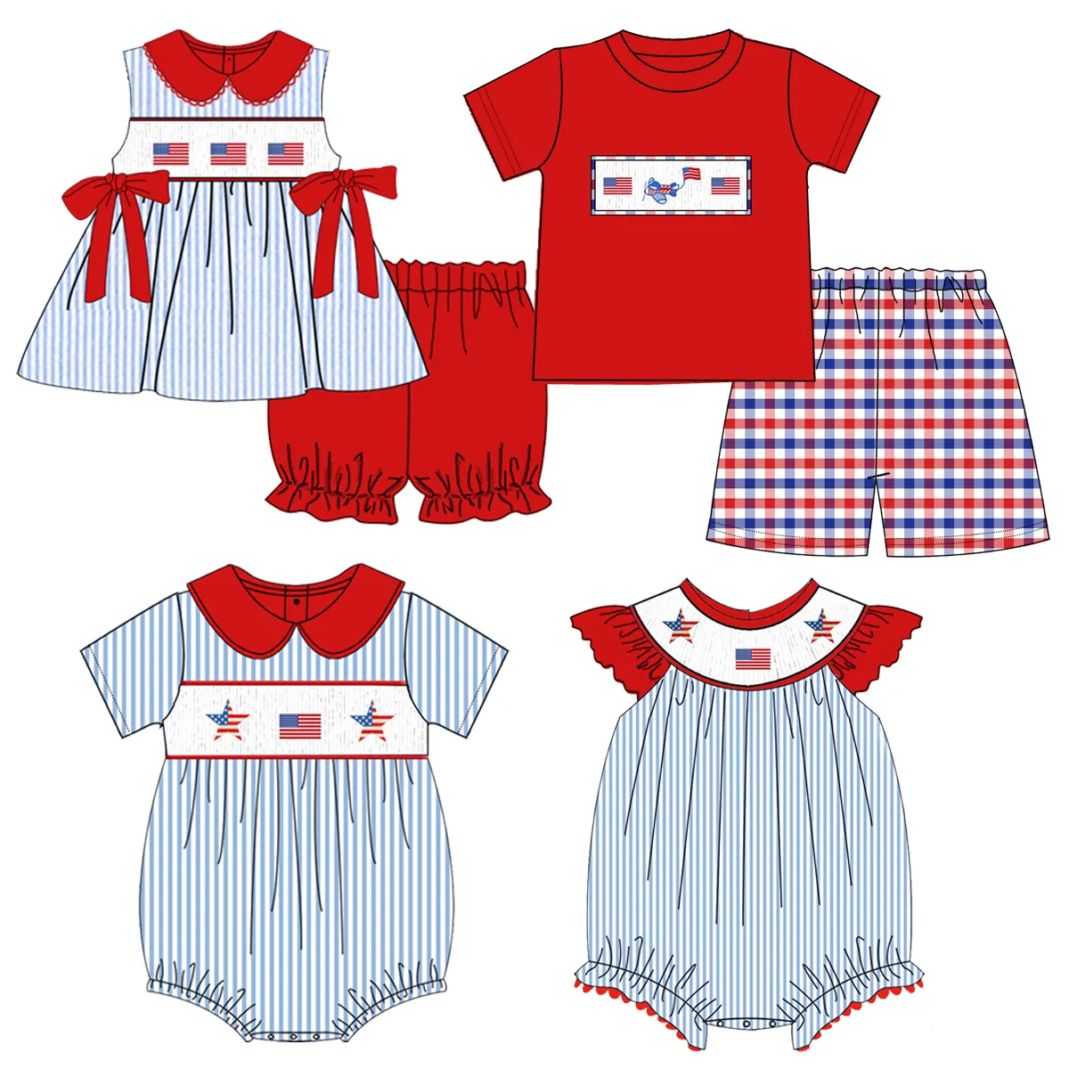 Puresun Groothandel Boetiek Casual Stijl 4e Van July Baby Outfits Patriottische Meisjes Kleding Sets Met Oem Service Beschikbaar