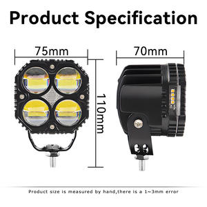 ไฟสปอร์ตไลท์ LED หน้ารถมอเตอร์ไซค์ ขนาด 3 นิ้ว 4 เลนส์ ของใหม่ 40W 4500LM ไฟทำงาน สีขาว สีเหลือง 12V-24V สำหรับรถยนต์ทุกชนิด รถขับเคลื่อน 4 ล้อ รถออฟโรด - Product Image 4