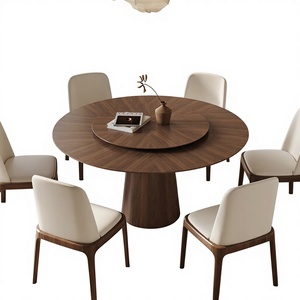 Luxuriöser Moderner Runder Massivholz-Esstisch mit Stühlen, 4, <span class=keywords><strong>6</strong></span>, 8 Sitzplätze, Komplette Restaurant-Möbel in Weißem Design - Product Image 1