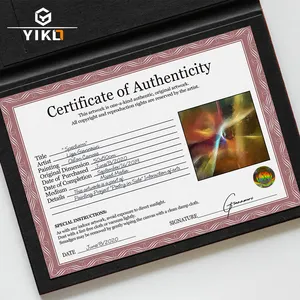 Custom Security Paper Certificate Of Authenticity For Original Artwork Authenticity Art Cert With Serial Number And Custom Label