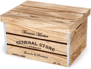 Zhongglu — boîtes de rangement en bois rustiques, avec couvercle et poignées découpées, ensemble de 3 caisses à fruits en bois bon marché pour vente - Product Image 3