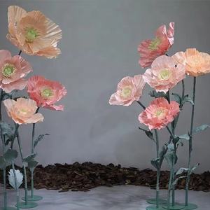 J-049 bon prix papier coquelicot fleur géante fleur colorée <span class=keywords><strong>fleuriste</strong></span> conception pour mariage toile de fond photographie accessoires - Product Image 1