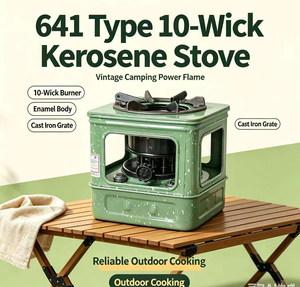 Réchaud à kérosène portable de haute qualité réglable pour le camping et la randonnée en plein air avec 10 mèches - Product Image 2