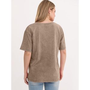 T-shirt surdimensionné à col en V pour femme FOXA, manches courtes, en coton, style vintage, décontracté, basique, respirant, en jersey, pour l'été - Product Image 5