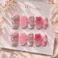 Faux ongles à presser faits main, finition premium, style français, courbes de 2,5 carrés, couvrance totale, PMMA, texture 3D, réutilisables, 10 pièces