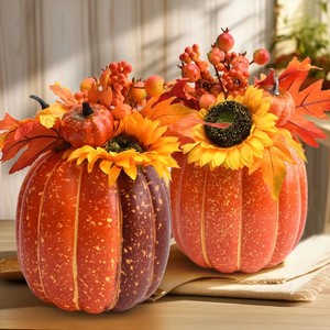 Rustic Fall Artificial Foam Pumpkins Assorted Harvest Ornaments for Halloween Thanksgiving Personalized Home Decor - Product Image 5
