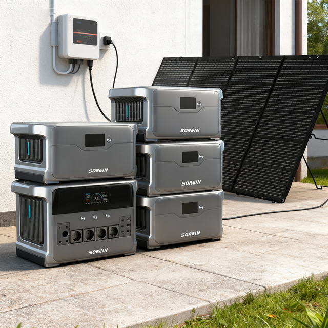 Sorein 3000W Portable Solar Power Station Solar Panel MPPT LiFePO4 2160Wh Capacity Pure Sine Wave Flashlight Car Compatibility