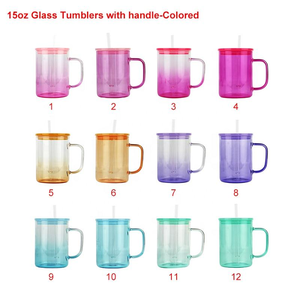 Logotipo personalizado sublimación 15 oz 450mL colorido cerveza jugo agua vaso de vidrio con tapas de plástico y pajitas de vidrio - Product Image 5