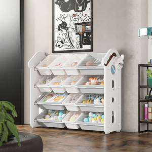 Organisateur <span class=keywords><strong>de</strong></span> <span class=keywords><strong>rangement</strong></span> pour jouets pour enfants en forme <span class=keywords><strong>de</strong></span> maison mignonne avec bacs transparents, étagère à livres et jouets pour tout-petits à plusieurs niveaux pour <span class=keywords><strong>salle</strong></span> <span class=keywords><strong>de</strong></span> <span class=keywords><strong>jeux</strong></span> et chambre à coucher - Product Image 1