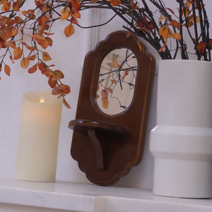 Miroir mural ovale avec cadre en bois massif, décoration d'intérieur, objet à suspendre - Product Image 1