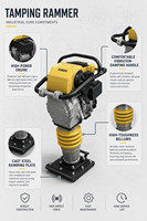 Compacteur vibrant portatif LC à faible consommation, moteur essence 3,6 kW, force d'impact 10 KN, 600-640 TPM, efficace