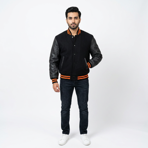 เสื้อแจ็คเก็ตหนังสำหรับผู้ชายเสื้อเบสบอล - Product Image 1