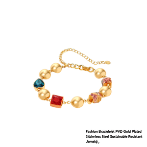 Fashion <b>Beaded</b> <b>Bracelet</b> PVD <b>Gold</b> Plated 316L Stainless Steel Sustainable Resistant Jewelry - Product Image 2