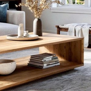 Boho Modern Style Handmade Solid Wood <b>Coffee</b> <b>Table</b> with Storage Shelf for Living Room Furniture Wholesale - Product Image 6