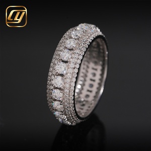 Anillo de Cadena Cubana con Micro Pavé de Diamantes Cultivados en Laboratorio, Anillo de Plata Estilo Hip Hop, Joyería de Fiesta para Hombre - Product Image 2