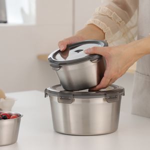 Maxcook Boîte de rangement ronde en acier inoxydable 316SS Contenant alimentaire avec couvercle pour <span class=keywords><strong>camping</strong></span> cuisine nouveau-nés Boîte à lunch - Product Image 3