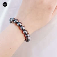 Bracelet perlé classique élégant BS6 10mm perles noires avec contraste chatoyant pour les anniversaires