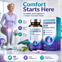 Comprimés à croquer Premium de Glucosamine, Chondroïtine et MSM, Complexe de Bien-être Articulaire avec Acide Hyaluronique et Vitamine C, enrichi en MSM Plus