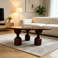 Table basse ronde en bois massif avec pieds en bois, placage frêne, table centrale de luxe pour villa, majlis, anti-fissuration, pour salon (Émirats Arabes Unis, Arabie Saoudite)