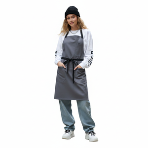 Grembiule in cotone senza maniche di alta qualità, riutilizzabile, in tessuto grafite, per cucina, feste, matrimoni, pittura, per ristoranti e attività alimentari - Product Image 2