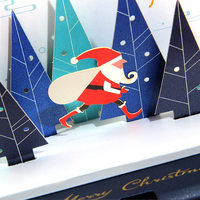Kerajinan kertas Pop 3D kustom Santa Claus buatan tangan desain baru dekorasi Natal digunakan-pohon Natal kartu ucapan pemasok