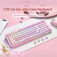 Cute MAO-Profile Lime/Strawberry/Grape Mousse Cake Keycaps Tri-mode Wireless (BT/2.4GHz/Wired) Custom Mechanical Keyboard