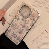 Coque de protection Ins Design avec motifs de fleurs et de lapins pour iPhone 16 17 Pro Max, coques de téléphone iPhone 14 avec protection contre les chutes, coque de dessin animé pour iPhone 13 15 12