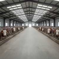 Bâtiment d'élevage avicole préfabriqué en structure acier avec poutres en H laminées à chaud et panneaux isolants