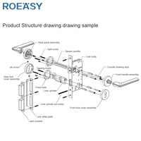 ROEASY Serrures fendues de porte à poignée à levier Serrures de chambre à coucher Serrures de porte en bois noir mat de conception simple et moderne en alliage de zinc