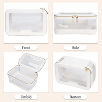 Trousse de maquillage KONCAI, trousse de toilette transparente, étanche, sac de beauté transparent, organiseur de maquillage pour femmes, trousse de maquillage en vinyle