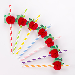 Apple Decorative <b>Paper</b> Straws Colorful Disposable Party Beverage Straws Straight Pipe Random Color <b>Biodegradable</b> - Product Image 1