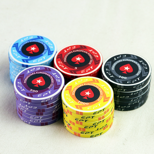 Jetons <span class=keywords><strong>de</strong></span> poker en céramique personnalisés <span class=keywords><strong>de</strong></span> 39 mm anti-contrefaçon Texas <span class=keywords><strong>Blackjack</strong></span> Hold'em EPT avec bord blanc - Product Image 2
