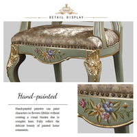 Fauteuil de style européen Yips LD-2004-1872, chaise de salle à manger en bois massif, motif floral peint à la main, tissu sculpté pour salle à manger