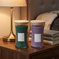 Vente en gros de pots à bougies en verre vides, pots à bougies uniques, pots à bougies personnalisés de style nordique, pots à bougies transparents de 12 oz avec couvercle en bois