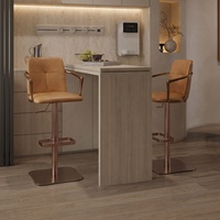 [En stock] Tabouret de bar pivotant à hauteur réglable, tabouret de salle à manger, tabouret haut, luxe léger, cuisine, cuir, minimaliste moderne, avec dossier