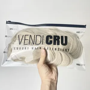 EVA TPU PVC logotipo personalizado esmerilado claro cremallera bolsa lujo diapositiva bolsas de embalaje bolsa de plástico de extensión de pelo para pelucas de pelo