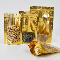 Custom Gold Clear Window Aluminiumfolie Zak Met Rits Vochtbestendige Staande Zak Voor Voedsel Verpakking