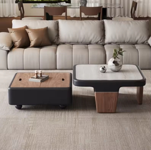 High End Minimalist Style <strong>Wooden</strong> <strong>Coffee</strong> <strong>Table</strong> <strong>Wooden</strong> Walnut Square <strong>Coffee</strong> <strong>Table</strong> Set Popular Living Room <strong>Coffee</strong> <strong>Table</strong> with Drawer - Product Image 2