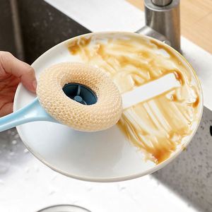 Cepillo de limpieza de ollas y tazones con mango largo, bola de alambre de acero nano, que no daña la olla - Product Image 5
