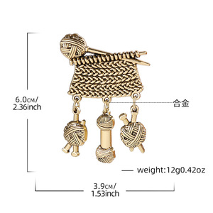 Broche Retro de Lana Tejida, Accesorio de Ropa, Jeans, Traje con Cintura Ajustada, Insignia Metálica Decorativa - Product Image 2