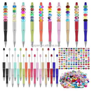 Stylo bille décoratif perlé très prisé, stylo bille en plastique DIY perlé avec diamant en cristal - Product Image 1
