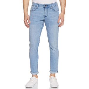 Alta calidad Deep Blue Men's Stretch Straight Eco-Friendly Transpirable High Street Bangladesh Export Lavable White Washed Jeans - Product Image 6