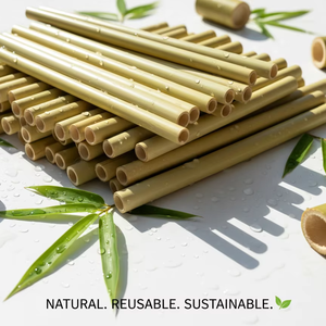 Pajitas de Bambú Biodegradables de 200 mm sin Empaque, Compostables, Diámetro Personalizado, Logotipo Láser, Impresión de Empaque, Reutilizables para Camping - Product Image 3