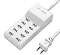 Chargeur mural de bureau à haute vitesse 10 USB QC2.0 avec sortie 5V/2.4A Protection contre les courts-circuits pour téléphones mobiles