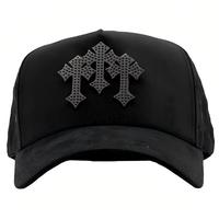 Casquette de baseball sportive G5 à visière incurvée, 5 panneaux, en tissu Oxford Dobby, avec doublure en satin et motif de fruits en strass San Judas Tadeo