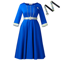 Robes de bureau élégantes pour femmes, robe midi bleue, vêtements de bureau pour femmes, dernière robe printemps-automne-été