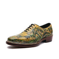 Chaussures Oxford traditionnelles chinoises en cuir d'alligator véritable peint, lacées, imperméables, fabriquées à la main, de luxe, pour affaires et occasions formelles